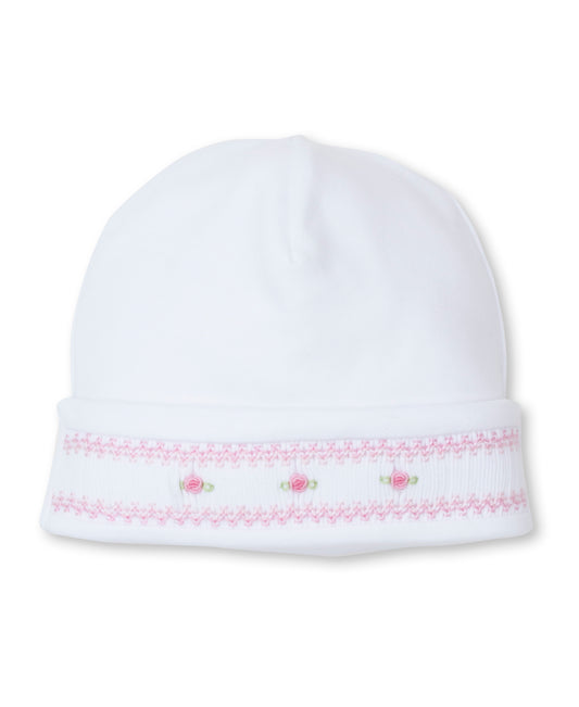 Bishop Hand Smocked Hat-White/Pink