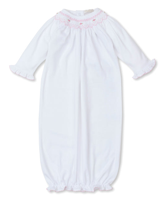 Bishop Hand Smocked Gown-White/Pink