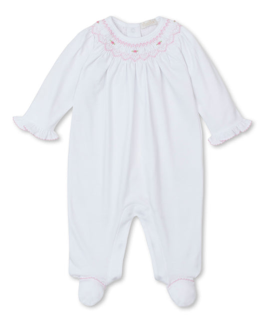 Bishop Hand Smocked Footie-White/Pink